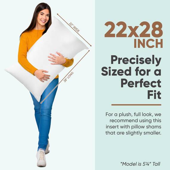 Pillowflex Synthetische Daunenkissen, 55,9 x 71,1 cm, Daunen-Alternativkissen, ultraweich, übergroßes Standard-Bett, großer rechteckiger Kissenbezug, 1 dekorative Kissenform