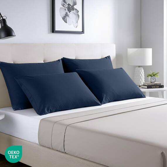 Utopia Bedding – 4er-Set Kissenbezüge – 50 x 75 cm – Oeko-TEX – Gebürstete Mikrofaser, 100% Polyester, mit Umschlagverschluss (Kissenfüllung Nicht enthalten), nur Kissenbezug – Marineblau
