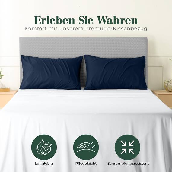 Utopia Bedding – 4er-Set Kissenbezüge – 50 x 75 cm – Oeko-TEX – Gebürstete Mikrofaser, 100% Polyester, mit Umschlagverschluss (Kissenfüllung Nicht enthalten), nur Kissenbezug – Marineblau