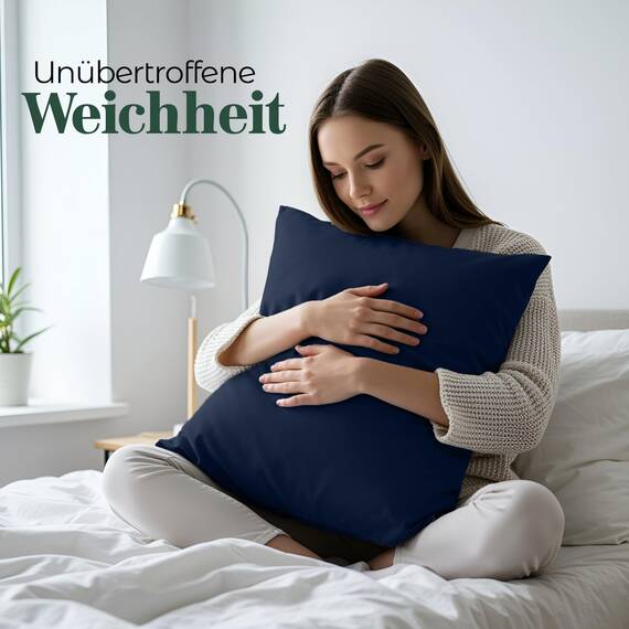 Utopia Bedding – 4er-Set Kissenbezüge – 65 x 65 cm – Oeko-TEX – Gebürstete Mikrofaser, 100% Polyester, mit Umschlagverschluss (Kissenfüllung Nicht enthalten), nur Kissenbezug – Marineblau