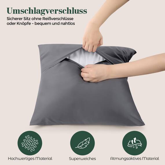 Utopia Bedding – 4er-Set Kissenbezüge – 40 x 40 cm – Oeko-TEX – Gebürstete Mikrofaser, 100% Polyester, mit Umschlagverschluss (Kissenfüllung Nicht enthalten), nur Kissenbezug – Grau