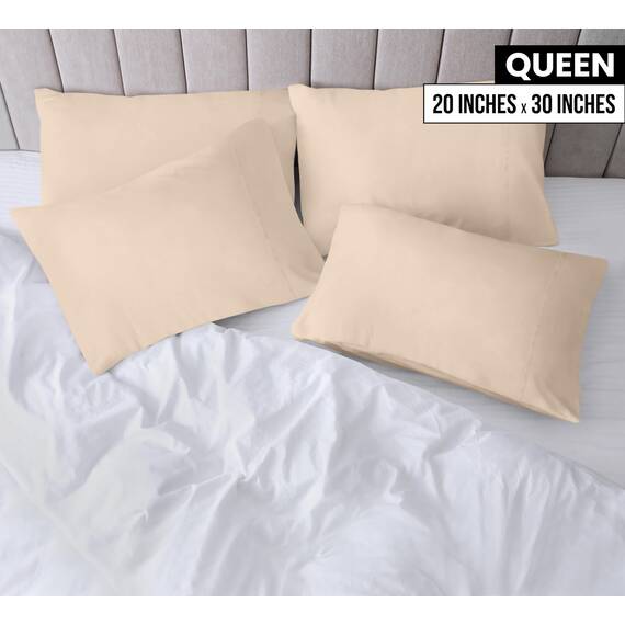 Utopia Bedding Queen-Kissenbezüge – 4er-Pack – Hotelverschluss – weicher, gebürsteter Mikrofaserstoff – schrumpf- und farbecht, Kissenbezüge, Queen-Size, 20 X 30 Inches (Beige)