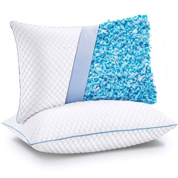 VVZ Geschredderte Memory-Schaum-Kissen, Bettkissen zum Schlafen, 2 Stück, King-Size, 50,8 x 91,4 cm, luxuriöses Hotel, kühlendes Gel-Schaumkissen, 2er-Set, verstellbares Loft-Kissen für Seiten- und