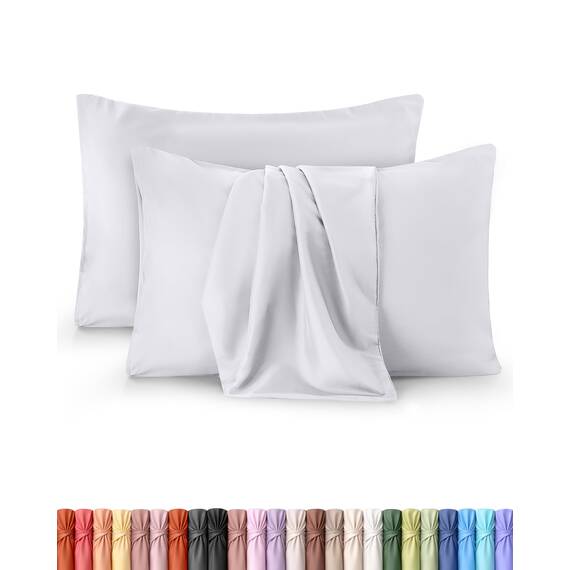 Utopia Bedding – 2er-Set Kissenbezüge – 50 x 80 cm – Oeko-TEX – Gebürstete Mikrofaser, 100% Polyester, mit Umschlagverschluss (Kissenfüllung Nicht enthalten), nur Kissenbezug – Weiß