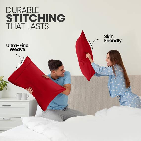 Utopia Bedding Queen-Kissenbezüge – 2er-Pack – Hotelverschluss – weicher, gebürsteter Mikrofaserstoff – schrumpf- und farbecht, Kissenbezüge 20 X 30 Inches (Queen, Rot)