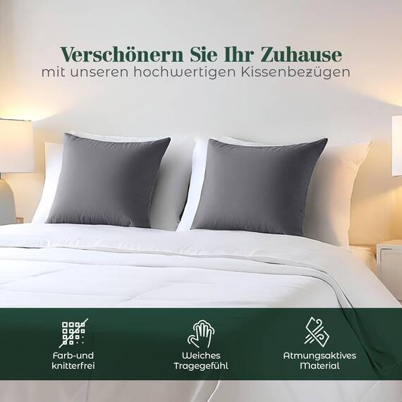 Utopia Bedding – 4er-Set Kissenbezüge – 40 x 40 cm – Oeko-TEX – Gebürstete Mikrofaser, 100% Polyester, mit Umschlagverschluss (Kissenfüllung Nicht enthalten), nur Kissenbezug – Grau