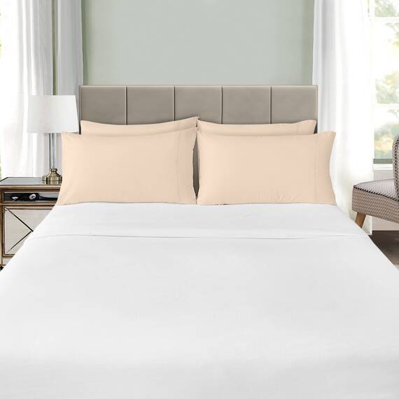 Utopia Bedding Queen-Kissenbezüge – 4er-Pack – Hotelverschluss – weicher, gebürsteter Mikrofaserstoff – schrumpf- und farbecht, Kissenbezüge, Queen-Size, 20 X 30 Inches (Beige)