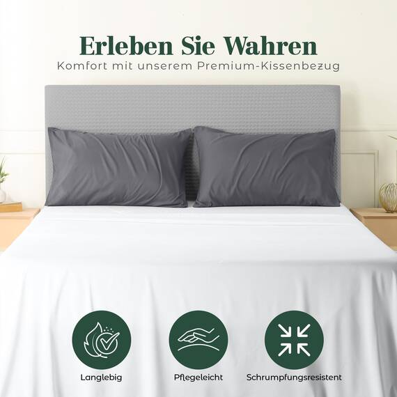 Utopia Bedding – 4er-Set Kissenbezüge – 40 x 60 cm – Oeko-TEX – Gebürstete Mikrofaser, 100% Polyester, mit Umschlagverschluss (Kissenfüllung Nicht enthalten), nur Kissenbezug – Grau
