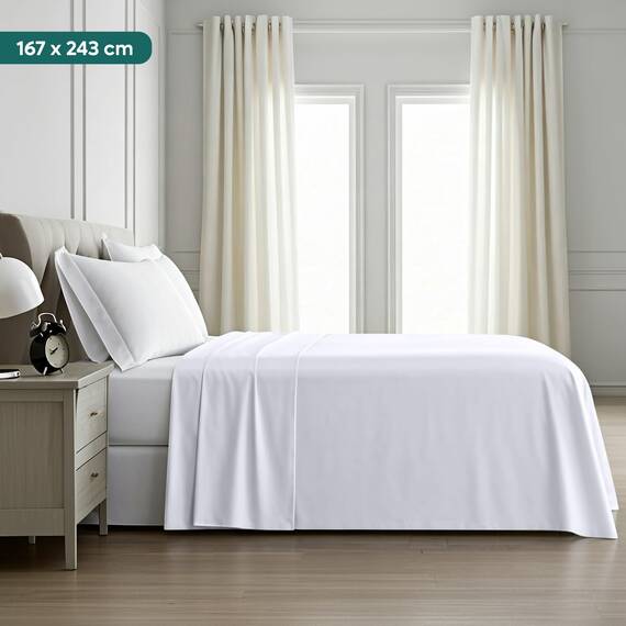 Utopia Bedding - Bettlaken ohne Gummizug 167x243cm - Oeko-TEX Zertifiziert - Weich Gebürstetes Polyester - Mikrofaser Flaches Laken – Weiß