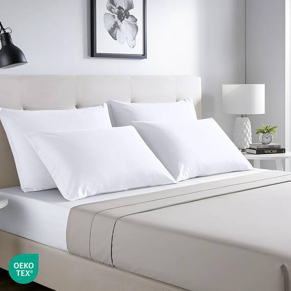 Utopia Bedding – 4er-Set Kissenbezüge – 40 x 60 cm – Oeko-TEX – Gebürstete Mikrofaser, 100% Polyester, mit Umschlagverschluss (Kissenfüllung Nicht enthalten), nur Kissenbezug – Weiß