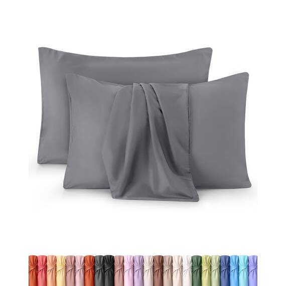 Utopia Bedding – 2er-Set Kissenbezüge – 65 x 65 cm – Oeko-TEX – Gebürstete Mikrofaser, 100% Polyester, mit Umschlagverschluss (Kissenfüllung Nicht enthalten), nur Kissenbezug – Grau