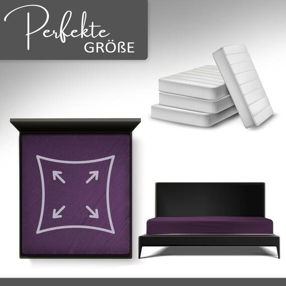 Leonado Vicent - Classic Spannbettlaken Bettlaken 100% Baumwolle Jersey Spannbetttuch in vielen Farben & Größen, Maße Spannbettlaken:120 x 200 cm - 130 x 200 cm, Farbe Spannbettlaken:Lila