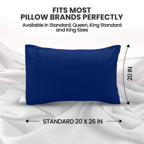 Utopia Bedding Standard-Kissenbezüge – 2er-Pack – Hotelverschluss – weicher, gebürsteter Mikrofaserstoff – schrumpf- und farbecht, Kissenbezüge 20 X 26 Inches (Standard, Königsblau)
