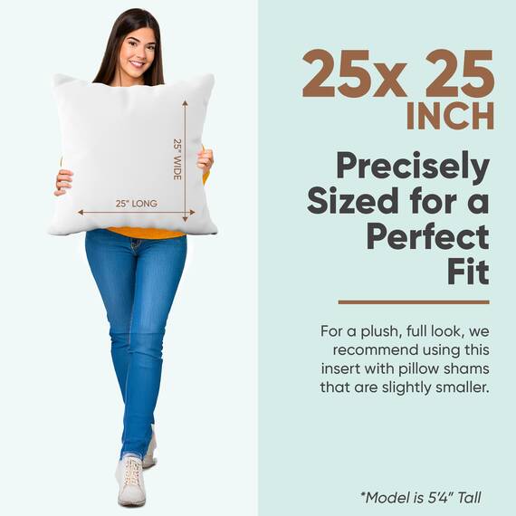 Pillowflex Synthetische Daunen-Alternative Kisseneinsätze für Kissenbezüge, 63,5 x 63,5 cm