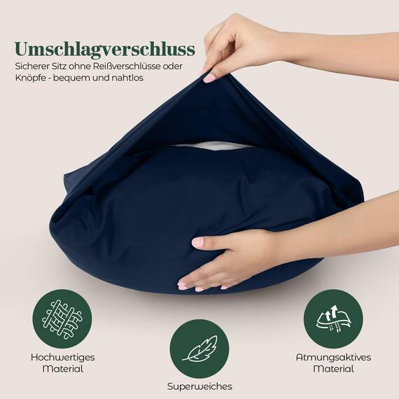 Utopia Bedding – 4er-Set Kissenbezüge – 50 x 75 cm – Oeko-TEX – Gebürstete Mikrofaser, 100% Polyester, mit Umschlagverschluss (Kissenfüllung Nicht enthalten), nur Kissenbezug – Marineblau