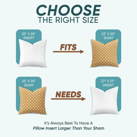 Pillowflex Synthetische Daunen-Alternative Kisseneinsätze für Kissenbezüge, 63,5 x 63,5 cm