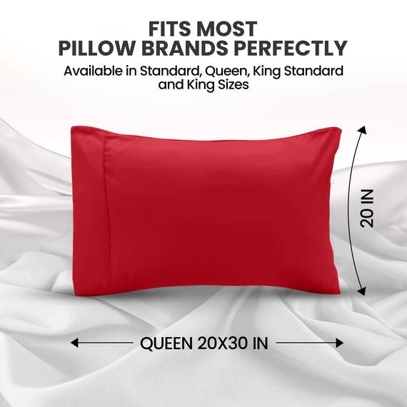 Utopia Bedding Queen-Kissenbezüge – 2er-Pack – Hotelverschluss – weicher, gebürsteter Mikrofaserstoff – schrumpf- und farbecht, Kissenbezüge 20 X 30 Inches (Queen, Rot)