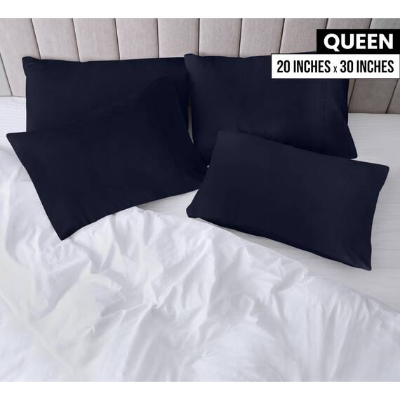 Utopia Bedding Queen-Kissenbezüge – 4er-Pack – Hotelverschluss – weicher, gebürsteter Mikrofaserstoff – schrumpf- und farbecht, Kissenbezüge, Queen-Size-Größe 20 X 30 Inches (Marineblau)