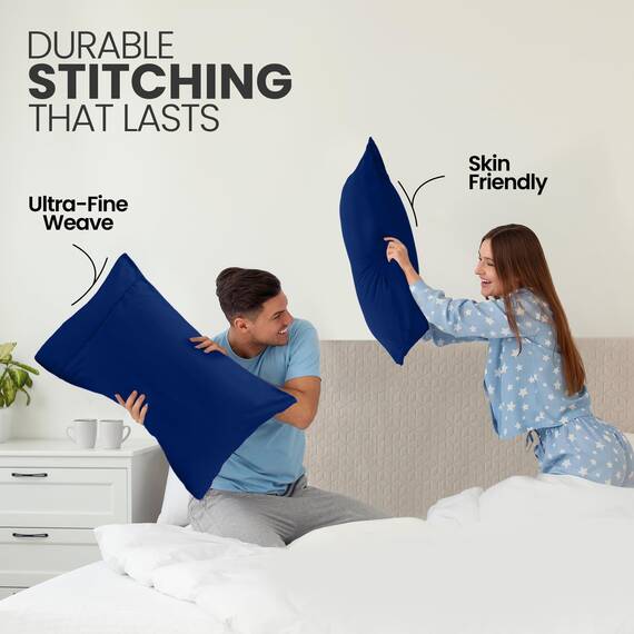 Utopia Bedding Standard-Kissenbezüge – 2er-Pack – Hotelverschluss – weicher, gebürsteter Mikrofaserstoff – schrumpf- und farbecht, Kissenbezüge 20 X 26 Inches (Standard, Königsblau)
