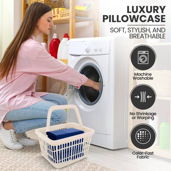 Utopia Bedding Standard-Kissenbezüge – 2er-Pack – Hotelverschluss – weicher, gebürsteter Mikrofaserstoff – schrumpf- und farbecht, Kissenbezüge 20 X 26 Inches (Standard, Königsblau)