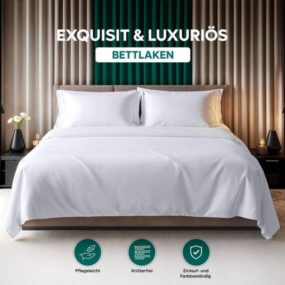 Utopia Bedding - Bettlaken ohne Gummizug 167x243cm - Oeko-TEX Zertifiziert - Weich Gebürstetes Polyester - Mikrofaser Flaches Laken – Weiß