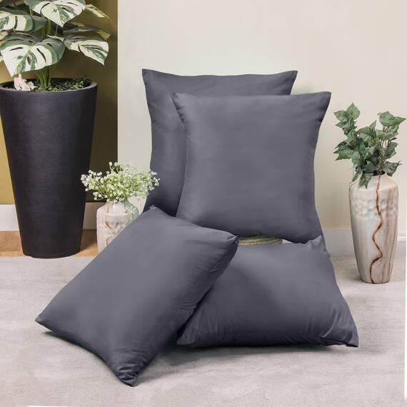 Utopia Bedding – 4er-Set Kissenbezüge – 40 x 40 cm – Oeko-TEX – Gebürstete Mikrofaser, 100% Polyester, mit Umschlagverschluss (Kissenfüllung Nicht enthalten), nur Kissenbezug – Grau