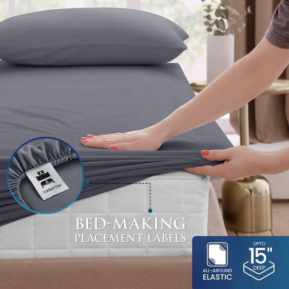 Utopia Bedding Twin XL Bettlaken-Sets – gebürstete Mikrofaser – weiche Bettlaken für Doppelbett XL – beinhaltet 1 Spannbetttuch, 1 Flachbett und 1 Kissenbezug, Tiefe Tasche (Grau)