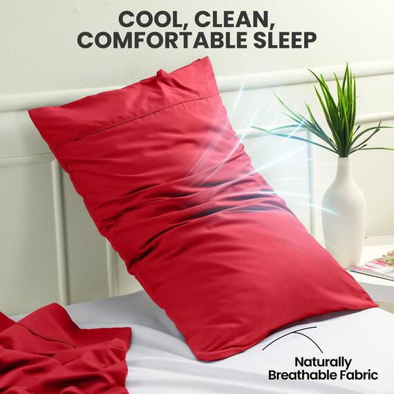 Utopia Bedding King-Size-Kissenbezüge – 2er-Pack – Hotelverschluss – weicher, gebürsteter Mikrofaserstoff – schrumpf- und farbecht, Kissenbezüge 20 X 40 Inches (Kingsize, Rot)