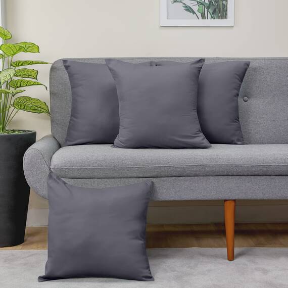 Utopia Bedding – 4er-Set Kissenbezüge – 40 x 40 cm – Oeko-TEX – Gebürstete Mikrofaser, 100% Polyester, mit Umschlagverschluss (Kissenfüllung Nicht enthalten), nur Kissenbezug – Grau