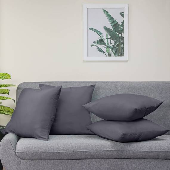 Utopia Bedding – 4er-Set Kissenbezüge – 50 x 50 cm – Oeko-TEX – Gebürstete Mikrofaser, 100% Polyester, mit Umschlagverschluss (Kissenfüllung Nicht enthalten), nur Kissenbezug – Grau