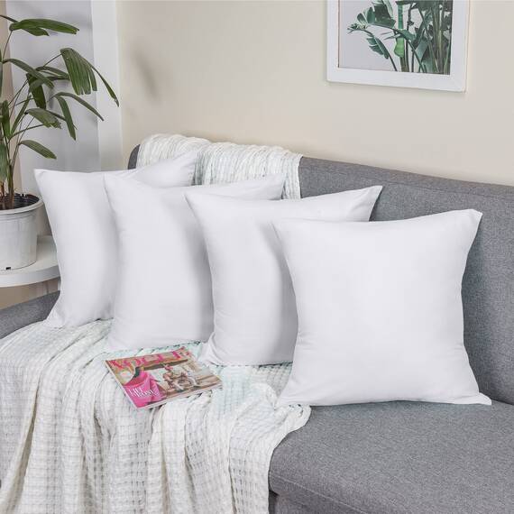Utopia Bedding – 4er-Set Kissenbezüge – 50 x 50 cm – Oeko-TEX – Gebürstete Mikrofaser, 100% Polyester, mit Umschlagverschluss (Kissenfüllung Nicht enthalten), nur Kissenbezug – Weiß