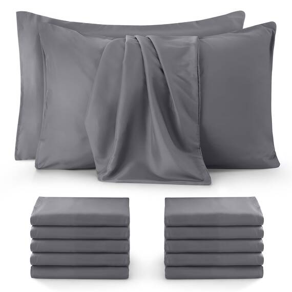 Utopia Bedding – 12er-Set Kissenbezüge – 50 x 75 cm – Oeko-TEX – Gebürstete Mikrofaser, 100% Polyester, mit Umschlagverschluss (Kissenfüllung Nicht enthalten), nur Kissenbezug – Grau