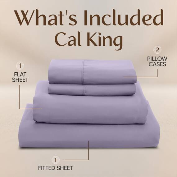 Utopia Bedding California King Size Bettlaken-Set, 4-teilig, weiche und atmungsaktive Mikrofaser, enthält 1 Spannbetttuch, 1 Bettlaken und 2 Kissenbezüge, Oeko Tex (Lavendel)
