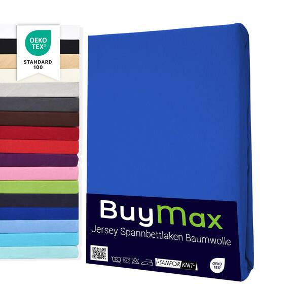 Buymax Spannbettlaken 70x140cm Doppelpack 100% Baumwolle Kinderbett Spannbetttuch Baby Bettlaken Jersey, Matratzenhöhe bis 15 cm, Farbe Dunkelblau