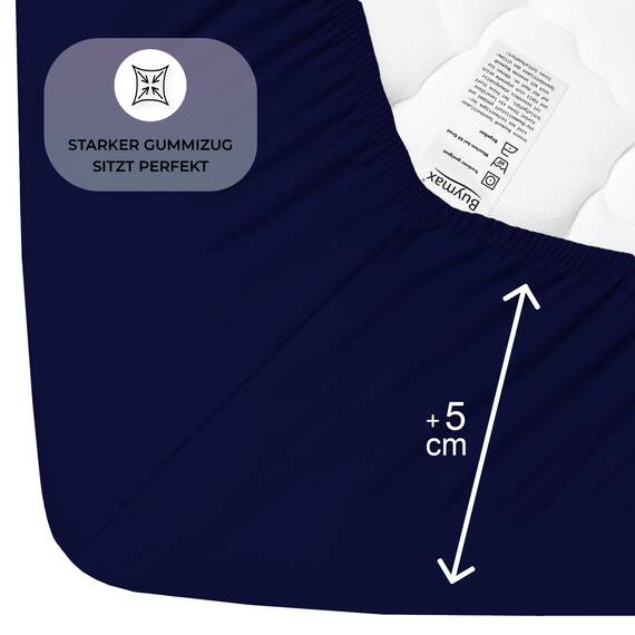 Buymax Spannbettlaken 60x120cm Doppelpack 100% Baumwolle Kinderbett Spannbetttuch Baby Bettlaken Jersey, Matratzenhöhe bis 15 cm, Farbe Marineblau