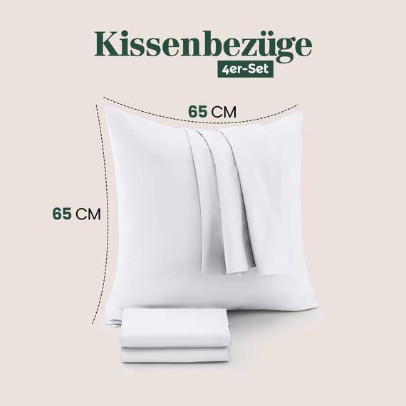 Utopia Bedding – 4er-Set Kissenbezüge – 65 x 65 cm – Oeko-TEX – Gebürstete Mikrofaser, 100% Polyester, mit Umschlagverschluss (Kissenfüllung Nicht enthalten), nur Kissenbezug – Weiß