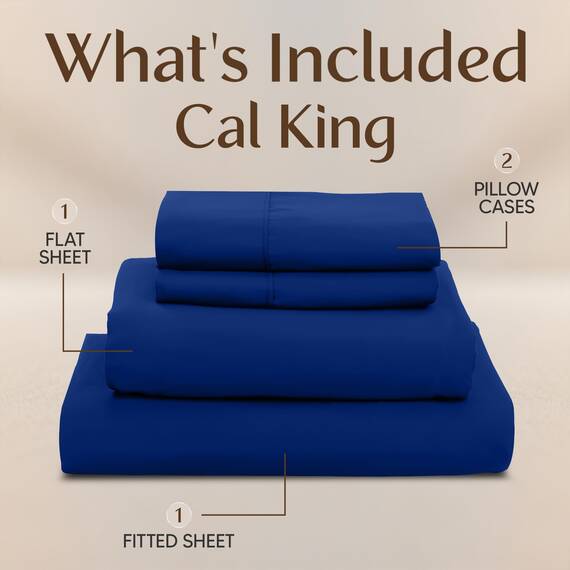 Utopia Bedding California King Size Bettlaken-Set, 4-teilig, weiche und atmungsaktive Mikrofaser, enthält 1 Spannbetttuch, 1 Bettlaken und 2 Kissenbezüge, Oeko Tex (Königsblau)