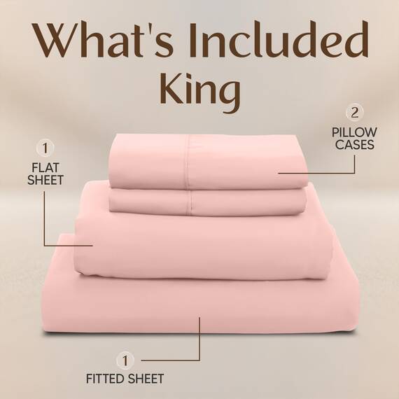 Utopia Bedding Bettwäsche-Set für King-Size-Betten – 4-teiliges Bettwäsche-Set, weiche und atmungsaktive Mikrofaser, enthält 1 Spannbetttuch, 1 Bettlaken und 2 Kissenbezüge – Oeko Tex (Teerosa)