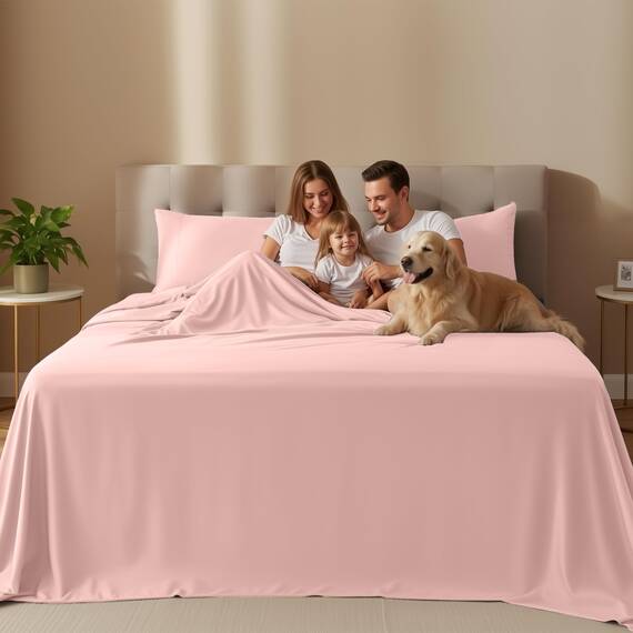 Utopia Bedding Bettwäsche-Set für King-Size-Betten – 4-teiliges Bettwäsche-Set, weiche und atmungsaktive Mikrofaser, enthält 1 Spannbetttuch, 1 Bettlaken und 2 Kissenbezüge – Oeko Tex (Teerosa)