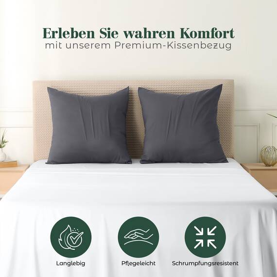 Utopia Bedding – 4er-Set Kissenbezüge – 80 x 80 cm – Oeko-TEX – Gebürstete Mikrofaser, 100% Polyester, mit Umschlagverschluss (Kissenfüllung Nicht enthalten), nur Kissenbezug – Grau