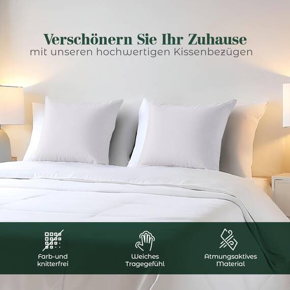 Utopia Bedding – 4er-Set Kissenbezüge – 60 x 60 cm – Oeko-TEX – Gebürstete Mikrofaser, 100% Polyester, mit Umschlagverschluss (Kissenfüllung Nicht enthalten), nur Kissenbezug – Weiß