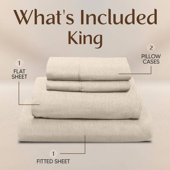 Utopia Bedding Bettwäsche-Set für Kingsize-Bett, 4-teilig, gebürstete Mikrofaser, schrumpft und lichtbeständig, pflegeleicht (Kingsize, Heather Oatmeal)