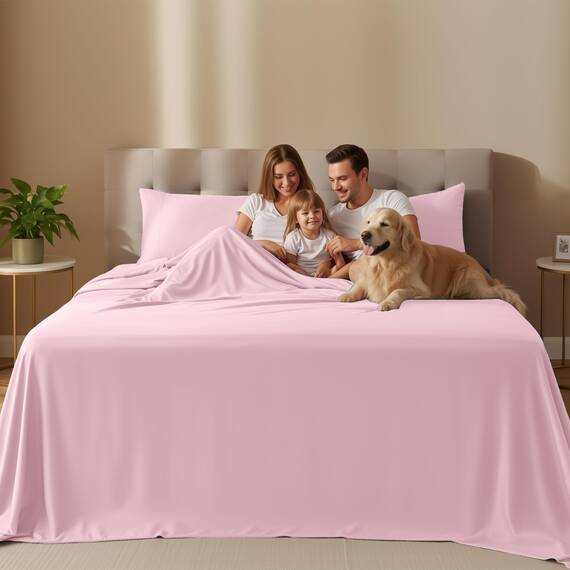 Utopia Bedding California King Size Bettlaken-Set, 4-teilig, weiche und atmungsaktive Mikrofaser, enthält 1 Spannbetttuch, 1 Bettlaken und 2 Kissenbezüge, Oeko Tex (Kristallrosa)