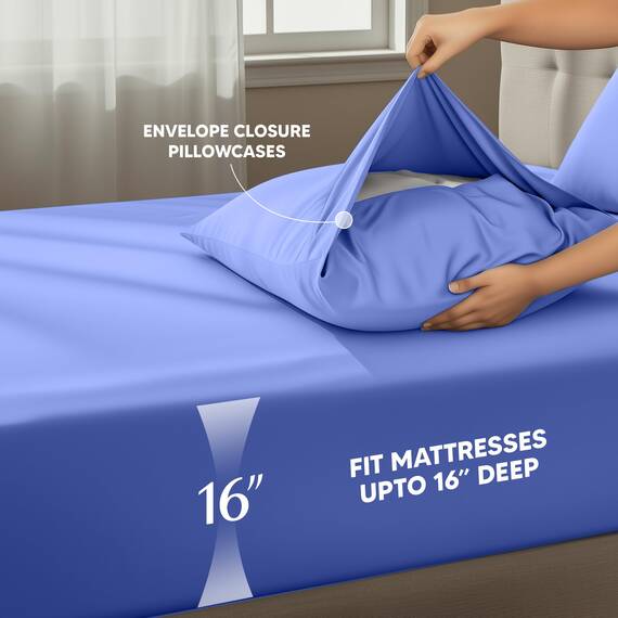 Utopia Bedding Queen-Size-Bettwäsche-Set – 4-teiliges Bettlaken für Queen-Size-Betten, weiches und atmungsaktives Mikrofaser, beinhaltet 1 Spannbetttuch, 1 Bettlaken und 2 Kissenbezüge – Oeko Tex