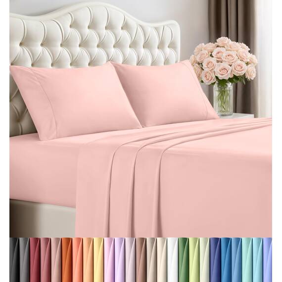 Utopia Bedding Bettwäsche-Set für King-Size-Betten – 4-teiliges Bettwäsche-Set, weiche und atmungsaktive Mikrofaser, enthält 1 Spannbetttuch, 1 Bettlaken und 2 Kissenbezüge – Oeko Tex (Teerosa)
