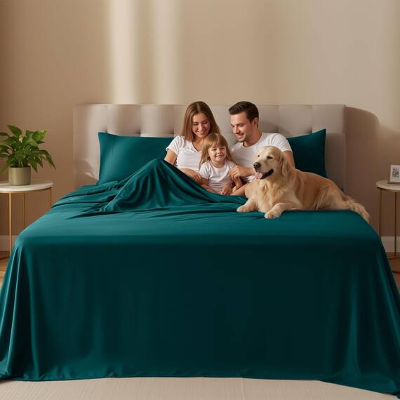 Utopia Bedding Bettwäscheset, 4-teilig, gebürstete Mikrofaser, schrumpft und lichtbeständig, pflegeleicht (Voll, Aquamarin)