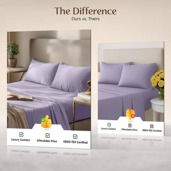 Utopia Bedding California King Size Bettlaken-Set, 4-teilig, weiche und atmungsaktive Mikrofaser, enthält 1 Spannbetttuch, 1 Bettlaken und 2 Kissenbezüge, Oeko Tex (Lavendel)