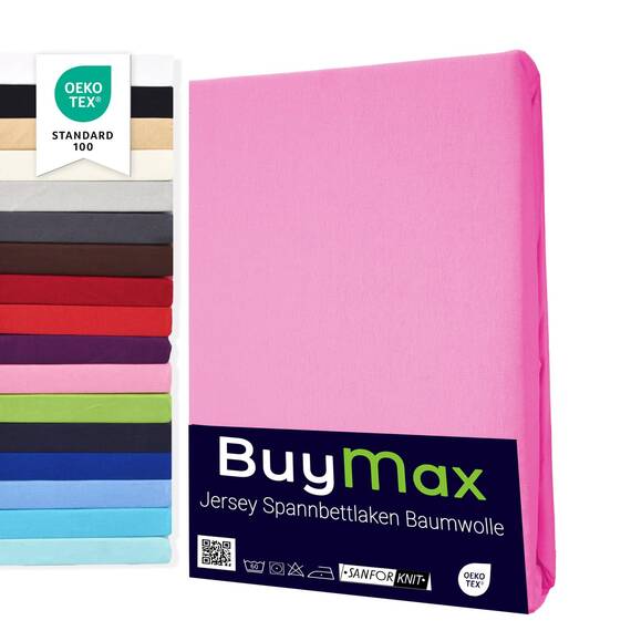 Buymax Spannbettlaken 70x140cm Baumwolle 100% Kinderbett Spannbetttuch Baby Bettlaken Jersey, Matratzenhöhe bis 15 cm, Farbe Altrosa