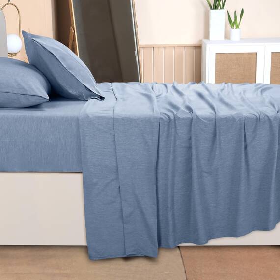 Utopia Bedding California King Size Bettlaken-Set, 4-teilig, weiche und atmungsaktive Mikrofaser, enthält 1 Spannbetttuch, 1 Bettlaken und 2 Kissenbezüge, Oeko Tex (Heather Navy)