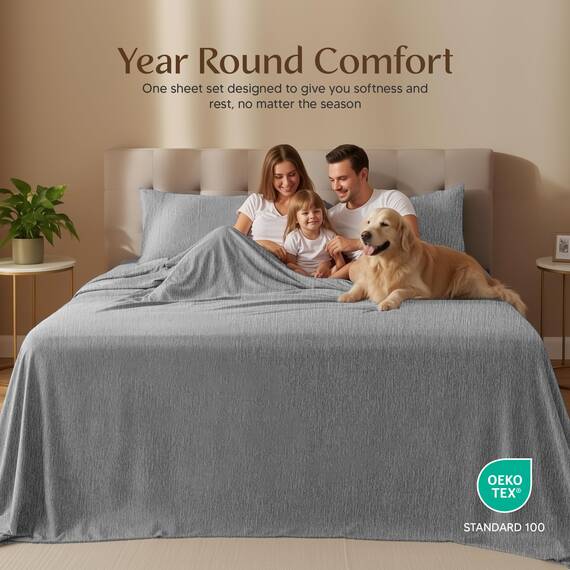 Utopia Bedding Bettwäsche-Set für Kingsize-Bett, 4-teilig, gebürstete Mikrofaser, schrumpft und lichtbeständig, pflegeleicht (Kingsize, Heather Grey)